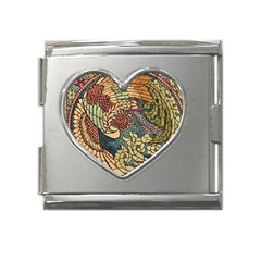 Wings-feathers-cubism-mosaic Mega Link Heart Italian Charm (18mm) by Bedest