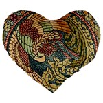 Wings-feathers-cubism-mosaic Large 19  Premium Flano Heart Shape Cushions Front