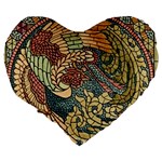 Wings-feathers-cubism-mosaic Large 19  Premium Flano Heart Shape Cushions Back