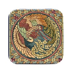 Wings-feathers-cubism-mosaic Square Metal Box (black) by Bedest