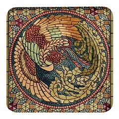 Wings-feathers-cubism-mosaic Square Glass Fridge Magnet (4 Pack) by Bedest