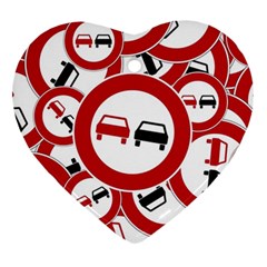 Overtaking-traffic-sign Heart Ornament (two Sides)