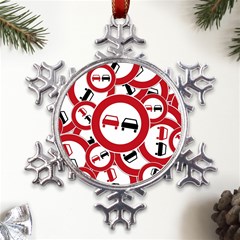 Overtaking-traffic-sign Metal Large Snowflake Ornament by Bedest