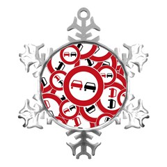 Overtaking-traffic-sign Metal Small Snowflake Ornament by Bedest