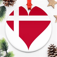 Heart-love-flag-denmark-red-cross Ornament (round) by Bedest