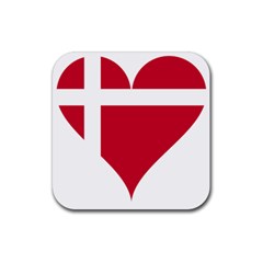 Heart-love-flag-denmark-red-cross Rubber Coaster (square) by Bedest