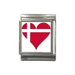 Heart-love-flag-denmark-red-cross Italian Charm (13mm) by Bedest