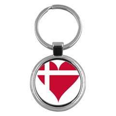 Heart-love-flag-denmark-red-cross Key Chain (round) by Bedest