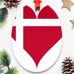 Heart-love-flag-denmark-red-cross Oval Ornament (two Sides) by Bedest