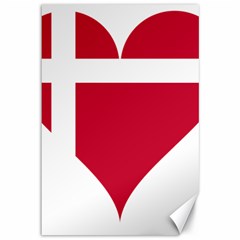 Heart-love-flag-denmark-red-cross Canvas 12  X 18  by Bedest