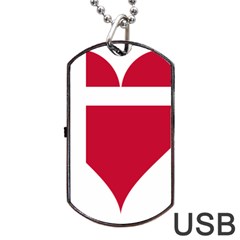 Heart-love-flag-denmark-red-cross Dog Tag Usb Flash (one Side) by Bedest