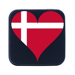 Heart-love-flag-denmark-red-cross Square Metal Box (black) by Bedest