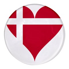 Heart-love-flag-denmark-red-cross Round Glass Fridge Magnet (4 Pack) by Bedest