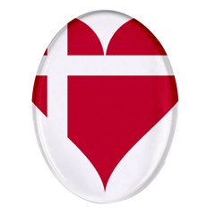 Heart-love-flag-denmark-red-cross Oval Glass Fridge Magnet (4 Pack) by Bedest