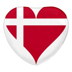 Heart-love-flag-denmark-red-cross Heart Glass Fridge Magnet (4 Pack) by Bedest