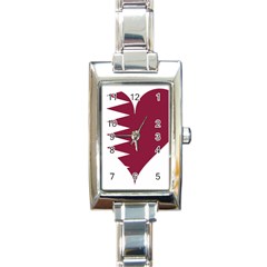 Heart-love-flag-qatar Rectangle Italian Charm Watch by Bedest