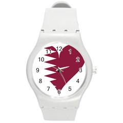 Heart-love-flag-qatar Round Plastic Sport Watch (m)