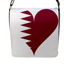 Heart-love-flag-qatar Flap Closure Messenger Bag (l) by Bedest