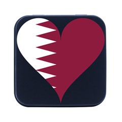 Heart-love-flag-qatar Square Metal Box (black) by Bedest