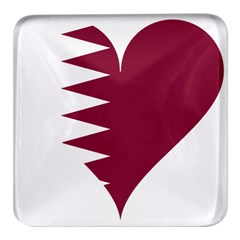 Heart-love-flag-qatar Square Glass Fridge Magnet (4 Pack) by Bedest