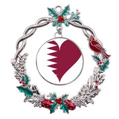 Heart-love-flag-qatar Metal X mas Wreath Holly Leaf Ornament by Bedest