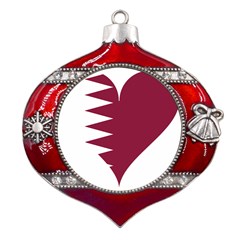 Heart-love-flag-qatar Metal Snowflake And Bell Red Ornament by Bedest