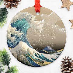 Japanese Wave Ornament (round) by Cowasu