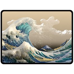 Japanese Wave Two Sides Fleece Blanket (large) by Cowasu