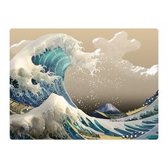 Japanese Wave Two Sides Premium Plush Fleece Blanket (mini) by Cowasu