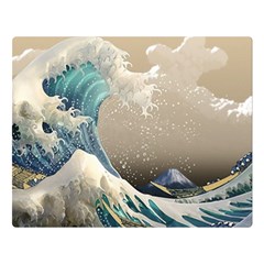 Japanese Wave Two Sides Premium Plush Fleece Blanket (large) by Cowasu