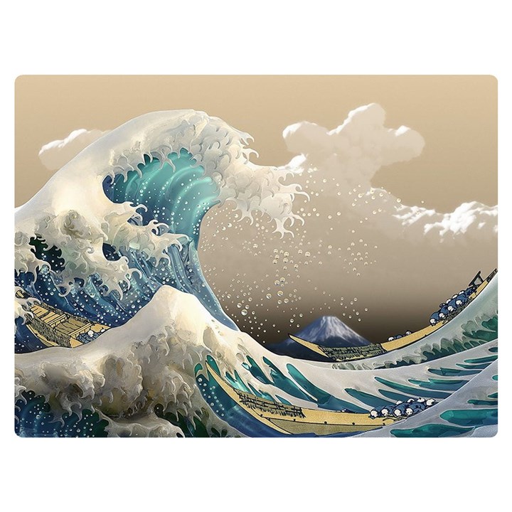 Japanese Wave Two Sides Premium Plush Fleece Blanket (Extra Small)