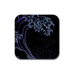 Vapor Wave Aesthetic Art Neon Asian Kanagawa Japanese Rubber Coaster (square) by Cowasu