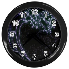 Vapor Wave Aesthetic Art Neon Asian Kanagawa Japanese Wall Clock (black) by Cowasu