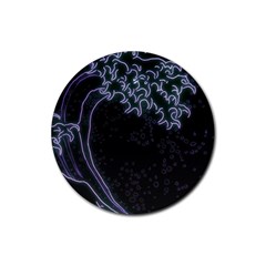 Vapor Wave Aesthetic Art Neon Asian Kanagawa Japanese Rubber Round Coaster (4 Pack) by Cowasu