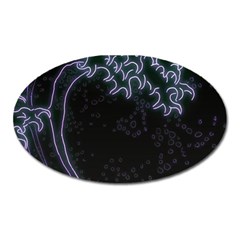 Vapor Wave Aesthetic Art Neon Asian Kanagawa Japanese Oval Magnet by Cowasu