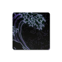 Vapor Wave Aesthetic Art Neon Asian Kanagawa Japanese Square Magnet by Cowasu