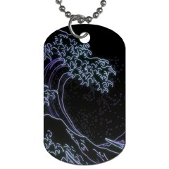 Vapor Wave Aesthetic Art Neon Asian Kanagawa Japanese Dog Tag (one Side) by Cowasu