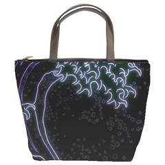 Vapor Wave Aesthetic Art Neon Asian Kanagawa Japanese Bucket Bag by Cowasu