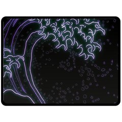 Vapor Wave Aesthetic Art Neon Asian Kanagawa Japanese Fleece Blanket (large) by Cowasu