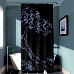 Vapor Wave Aesthetic Art Neon Asian Kanagawa Japanese Shower Curtain 36  X 72  (stall)  by Cowasu