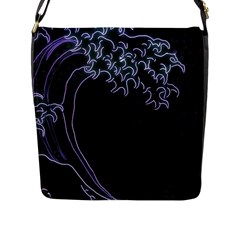 Vapor Wave Aesthetic Art Neon Asian Kanagawa Japanese Flap Closure Messenger Bag (l) by Cowasu