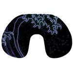 Vapor Wave Aesthetic Art Neon Asian Kanagawa Japanese Travel Neck Pillow Back