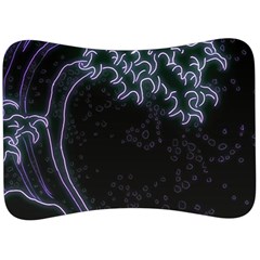 Vapor Wave Aesthetic Art Neon Asian Kanagawa Japanese Velour Seat Head Rest Cushion by Cowasu