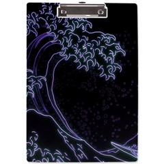 Vapor Wave Aesthetic Art Neon Asian Kanagawa Japanese A4 Acrylic Clipboard by Cowasu