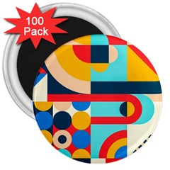 Geometric Shape Colorful Abstract Wave 3  Magnets (100 Pack) by Cowasu