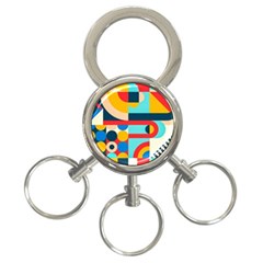 Geometric Shape Colorful Abstract Wave 3-ring Key Chain by Cowasu