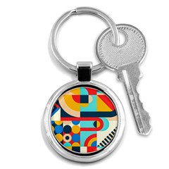 Geometric Shape Colorful Abstract Wave Key Chain (round) by Cowasu