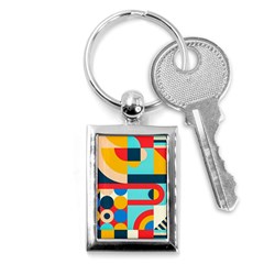 Geometric Shape Colorful Abstract Wave Key Chain (rectangle) by Cowasu