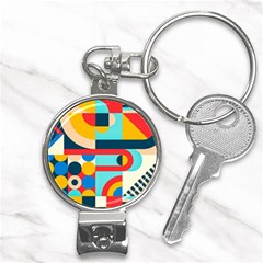 Geometric Shape Colorful Abstract Wave Nail Clippers Key Chain by Cowasu