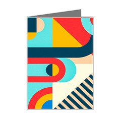 Geometric Shape Colorful Abstract Wave Mini Greeting Card by Cowasu